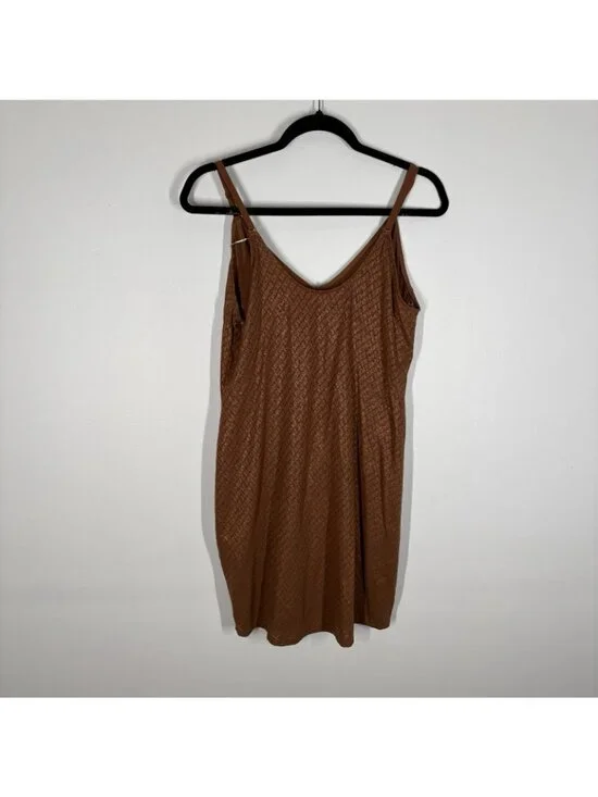 SKIMS Women Plus Size 3X Brown Metallic Logo Mesh Foil Mini Slip Cami Dress NWT - Picture 10 of 10